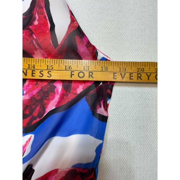 Signature By Robbie Bee Womens Maxi Halter Dress Size 12 Pink Blue Floral Summer - Picture 11 of 11